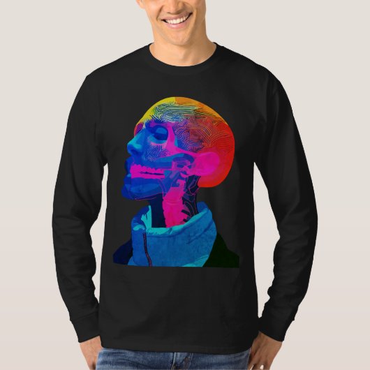 Cyber Skull - Futuristische Anatomie Kunst T-Shirt (Vorderseite)
