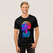 Cyber Skull - Futuristische Anatomie Kunst Tri-Blend Shirt (Vorderseite voll)