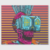 Cyber Skull Virtual Reality Cyberpunk-Diskette  Geschenkpapier (Flach)