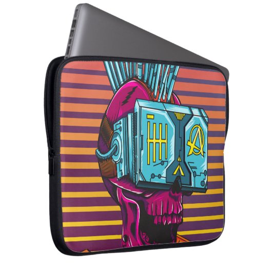 Cyber Skull Virtual Reality Cyberpunk-Diskette Laptopschutzhülle (Vorne Rechts)