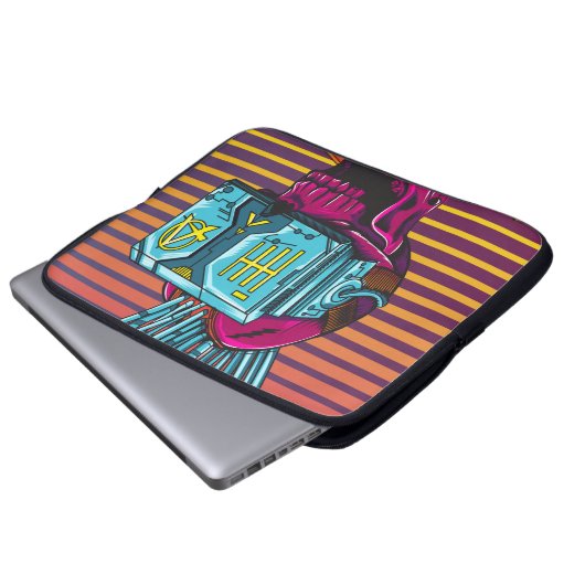 Cyber Skull Virtual Reality Cyberpunk-Diskette Laptopschutzhülle (Vorne Knopf)