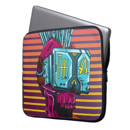 Cyber Skull Virtual Reality Cyberpunk-Diskette Laptopschutzhülle (Vorderseite Links)