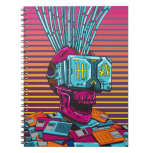 Cyber Skull Virtual Reality Cyberpunk-Diskette Notizblock
