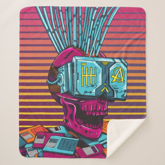 Cyber Skull Virtual Reality Cyberpunk-Diskette Sherpadecke (Vorderseite)