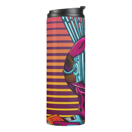 Cyber Skull Virtual Reality Cyberpunk-Diskette Thermosbecher (Nach links gedreht)