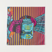 Cyber Skull Virtual Reality Cyberpunk-Diskette  Wandteppich (Vorderseite (Horizontal))