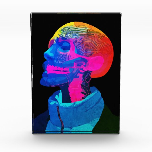 Cyber Skull – Zukunftsorientierte Anatomie-Kunst Fotoblock (Vorderseite)