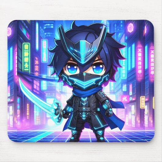Cyber Slash - Chibi Ninja Battle Mousepad (Vorne)