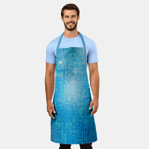 Cyber-Tech-Blueprint Electric Blue Overallschürze Schürze