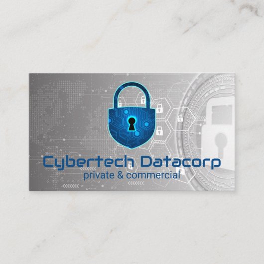 Cyber-Tech-Schloss-Logo | Sicherheit Visitenkarte (Vorderseite)