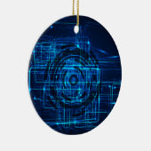 Cyber-Technologie-Matrix-Muster Keramikornament (Rechts)