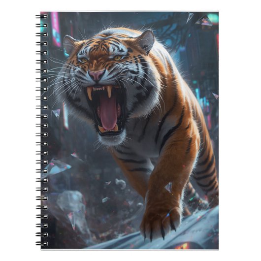 Cyber-Tiger-Brüll-Wandkunst Notizblock (Vorderseite)