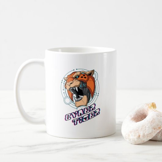 Cyber Tiger | Klassische Tasse #11 (Mit Donut)