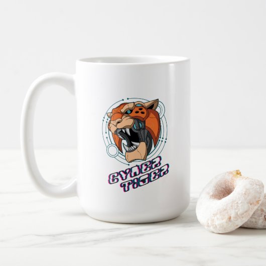 Cyber Tiger | Klassische Tasse #15 (Mit Donut)