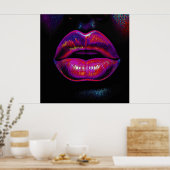 Cyber Venus Lips - Farbenfrohe Lippen Portrait Poster (Küche)