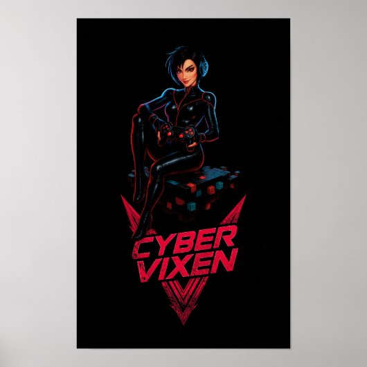 Cyber Vixen Gamer Girl Gaming Graphic - Video Game Poster (Vorne)
