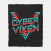 Cyber Vixen - Gamer Girl - Red Teal Gaming Graphic Fleecedecke (Vorderseite)