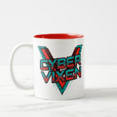 Cyber Vixen - Gamer Girl - Red Teal Gaming Graphic Zweifarbige Tasse (Links)