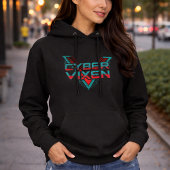 Cyber Vixen - Red Teal Gamer Girl Graphic Gaming Hoodie