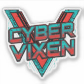 Cyber Vixen - Red Teal Gamer Girl Graphic Vinyl Aufkleber (Vorderseite)