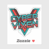 Cyber Vixen - Red Teal Gamer Girl Graphic Vinyl Aufkleber (Blatt)