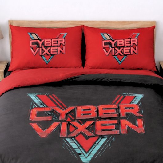 Cyber Vixen - Reversible Red Teal Gamer Girl Kissenbezug