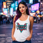 Cyber Vixen - Rotes Teal Gamer Girl Grafik-Gaming Tank Top