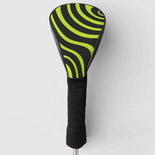 Cyber Volt Psychedelic Wavy Electric Lime Golf Headcover (Vorderseite)