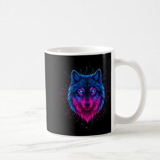 Cyber Wolf For Animal Lovers And Birthday And Birt Kaffeetasse (Rechts)