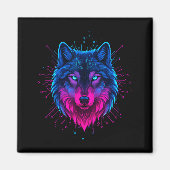 Cyber Wolf For Animal Lovers And Birthday And Birt Magnet (Vorne)