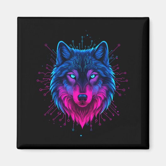Cyber Wolf For Animal Lovers And Birthday And Birt Magnet (Vorne)
