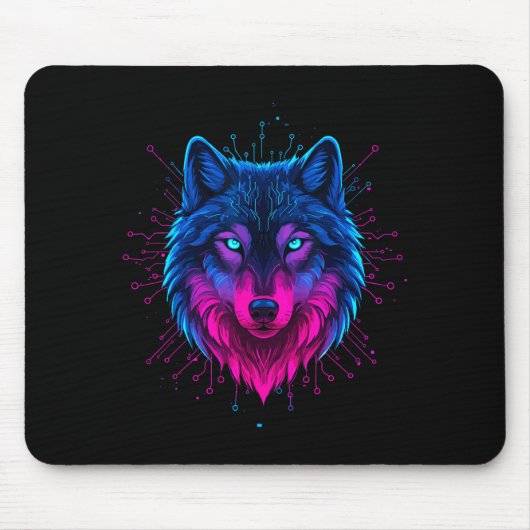 Cyber Wolf For Animal Lovers And Birthday And Birt Mousepad (Vorne)