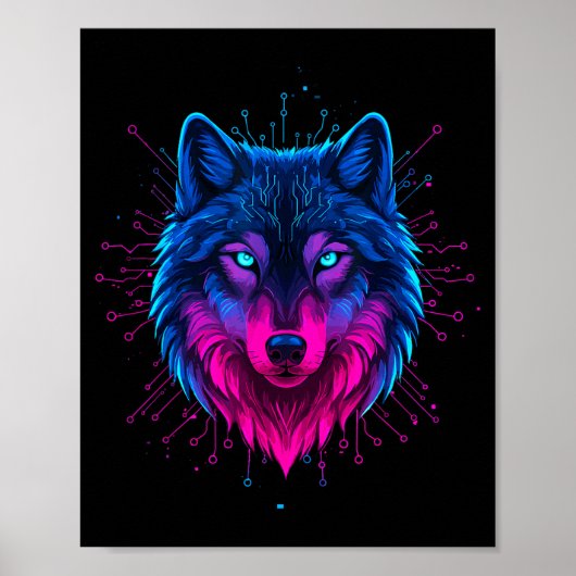 Cyber Wolf For Animal Lovers And Birthday And Birt Poster (Vorne)