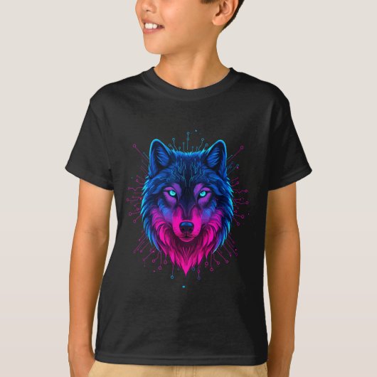 Cyber Wolf For Animal Lovers And Birthday And Birt T-Shirt (Vorderseite)
