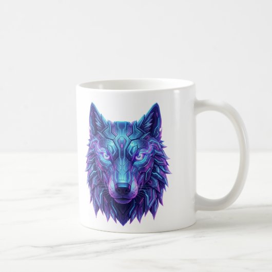 Cyber Wolf Geist Wächter der Intuition Kaffeetasse (Rechts)