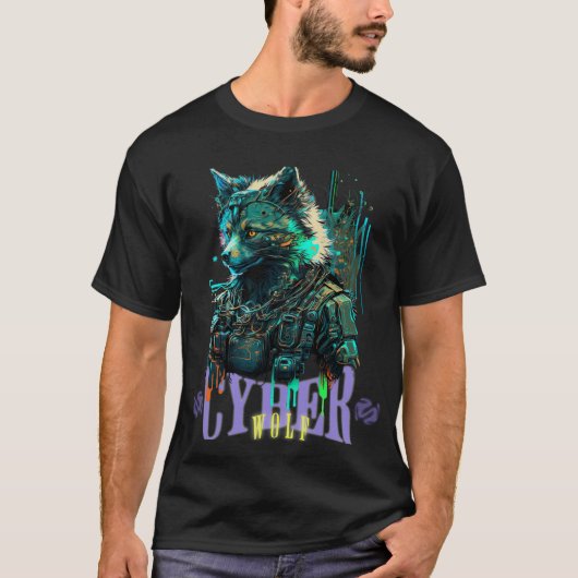 Cyber Wolf Graphic T - Shirt (Vorderseite)