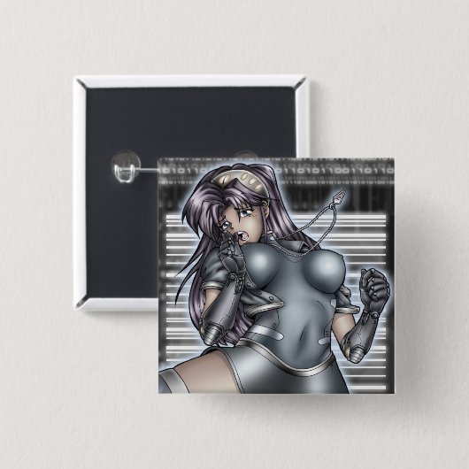Cyberanime-Mädchen Button (Vorne & Hinten)
