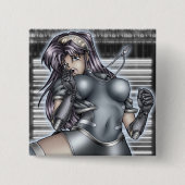 Cyberanime-Mädchen Button (Vorderseite)