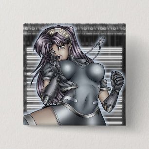 Cyberanime-Mädchen Button