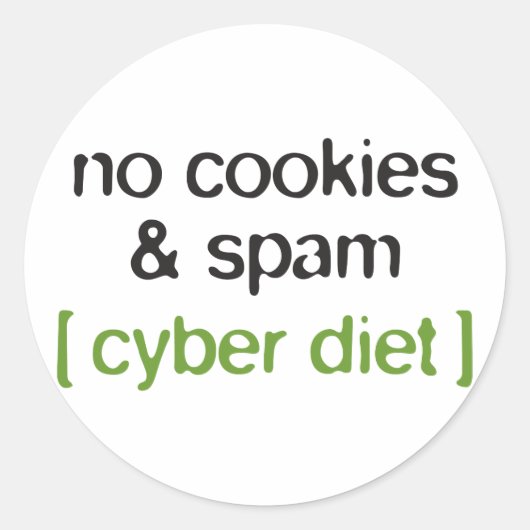 Cyberdiät - Keine Cookies und Spam Runder Aufkleber (Vorderseite)