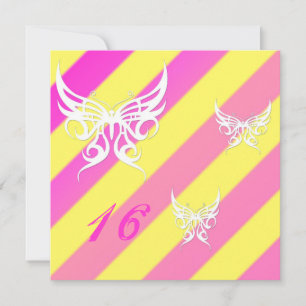 Cybergoth Butterflies Sweet 16 Birthday Invites Einladung