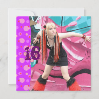 Cybergoth Pink Polka Dot Sweet 16 Birthday Invites Einladung