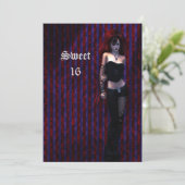 Cybergoth Vampire Sweet 16 Birthday Einladung (Stehend Vorderseite)