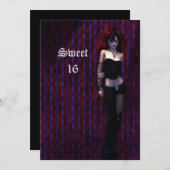Cybergoth Vampire Sweet 16 Birthday Einladung (Vorne/Hinten)