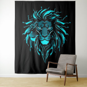 „CyberLion – Die Zukunft hat eine Mähne“ Wandteppich