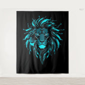 „CyberLion – Die Zukunft hat eine Mähne“ Wandteppich (Vorderseite)