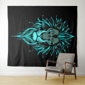 „CyberLion – Die Zukunft hat eine Mähne“ Wandteppich (Beispiel (Horizontal))