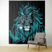 „CyberLion – Die Zukunft hat eine Mähne“ Wandteppich (Beispiel)