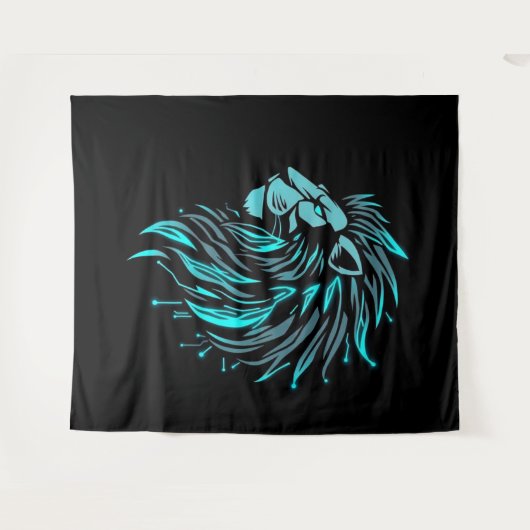 „CyberLion – Die Zukunft hat eine Mähne“ Wandteppich (Vorderseite (Horizontal))