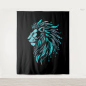„CyberLion – Die Zukunft hat eine Mähne“ Wandteppich (Vorderseite)